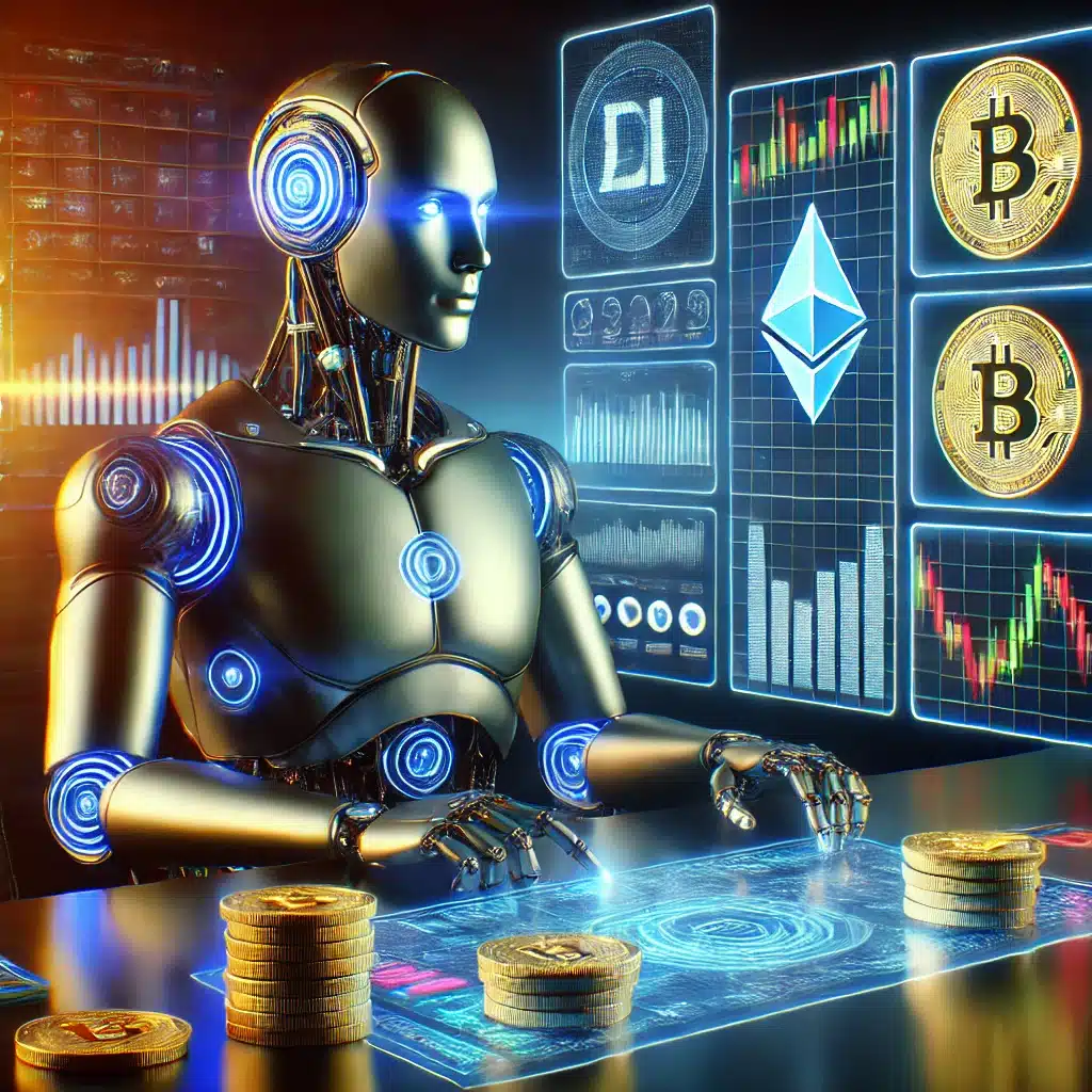 low latency AI blockchain trading illustration